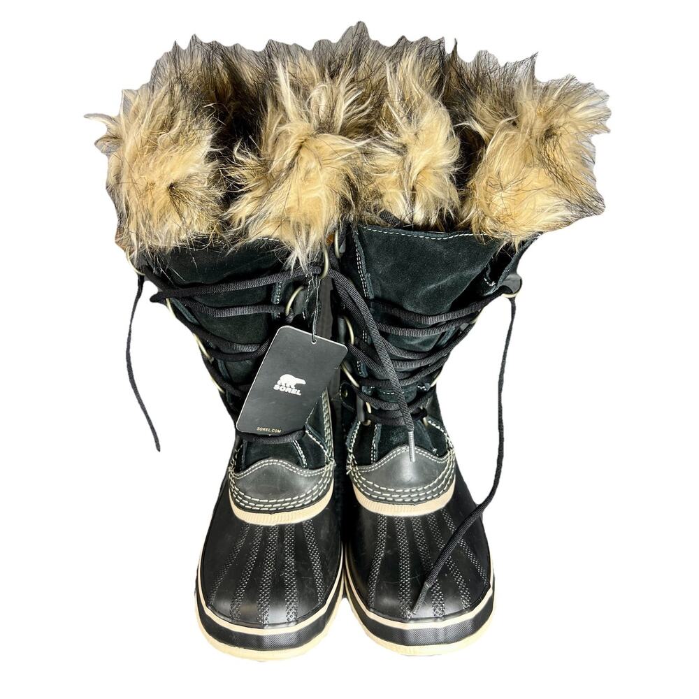 New With Tags Sorrel Joan Of Arctic Black Suede Snow Boots Women’s 7.5 Faux Fur